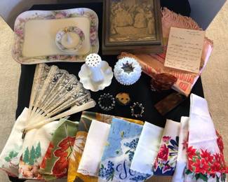 Vintage Ladies Vanity, Hankies, More