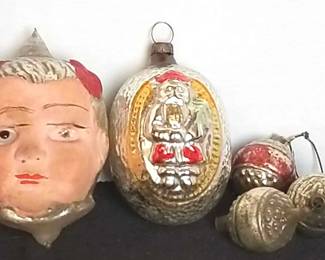 Rare Antique German Head Santa Ornaments