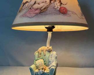 Cat Kitten Yarn Armchair Couch Sofa Desk Table Lamp
