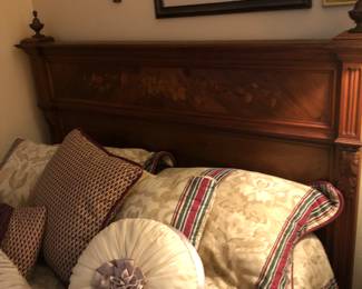 Another antique European bed with inlay