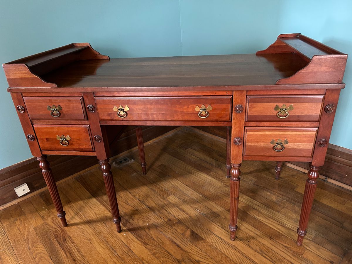 Cherry desk with finished back
