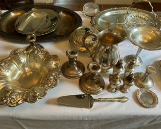A few sterling pieces including Reed And Barton Francis I bowl on left