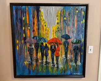 Large Ron Freeman painting “The City Rush”