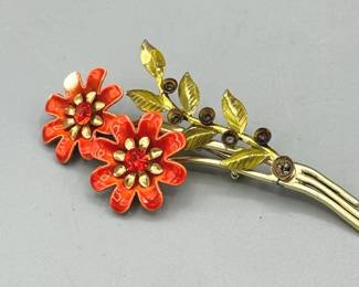 Red Flower Coro Brooch