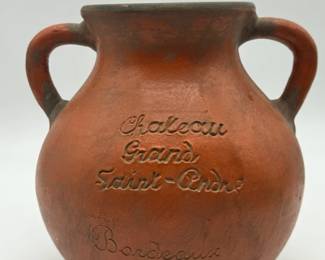 Chateau Grand St. Andre Bourdeaux Jug Handles Wine Pottery 1971