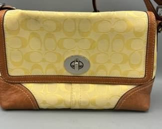 Coach Lemon Yellow Hampton Signature Handbag