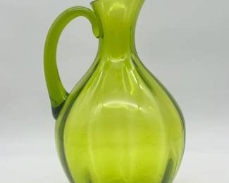 Blenko Art Glass Winslow Anderson Green Pitcher Hand Blown MCM