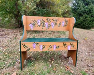 Wooden Grapevine Painted Bench