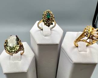 (3) Vintage Gold Electroplated Rings