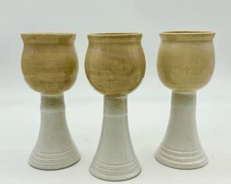 (3) Evergreen Pottery Goblets