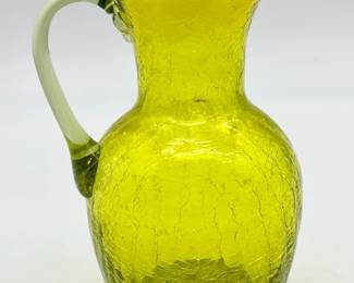 Green Crackle Glass Pitcher-UV Reactive