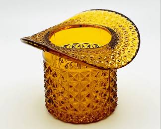 Amber Gold Diamond Point Toothpick Holder Top Hat