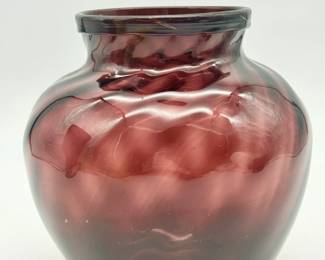 Burgundy Hand Blown Glass Vase