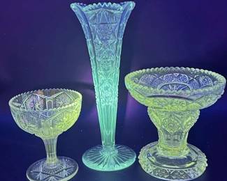(3) EAPG Glass Pieces-UV Reactive