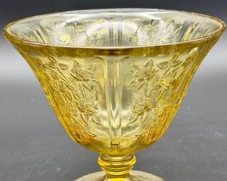 Amber Depression Glass Compote Dish