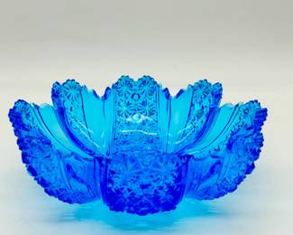 Hobbs Brockunier, EAPG Sapphire Blue Daisy And Button Bowl