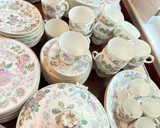 Wedgewood Bone China Dinner Avon pattern - svc for 12 plus extras, plus serving pcs, plus demitasse 