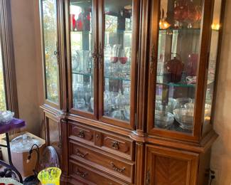 Gorgeous China hutch piles of ruby, red and cranberry glass