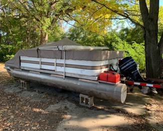 Fantastic shape, pontoon boat on sealed bid  till monday 1.pm must sell low hours great shape 1984 snap over a cover 20 foot long pontoon  50 horse mercury, 24 foot trailer ready to cruise 
