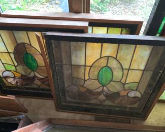 Set of 3 matching stain glass windows