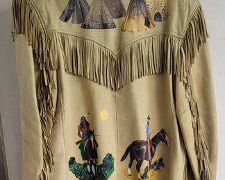 Antique western leather jacket with fringe