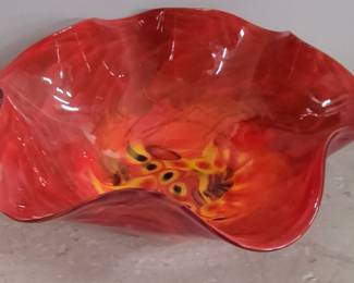 Large Signed art glass dish