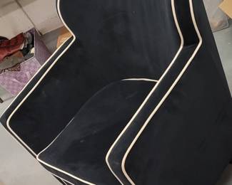 Black with white pinstripe velvet chair