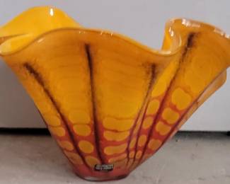 Large signed art glass bowl
