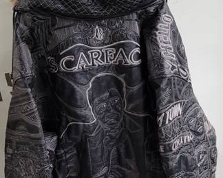Original leather Scarface jacket with hood and fur collar