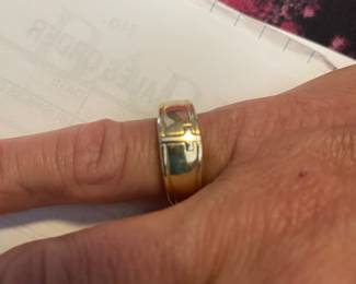2 tone yellow and white gold ring with cross