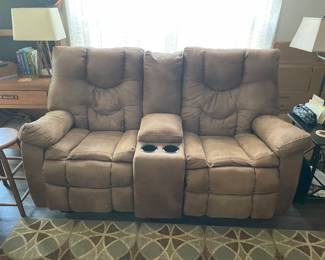 $350 Ashley brown microsuede 2 sectional, both are manual recliners 78xW