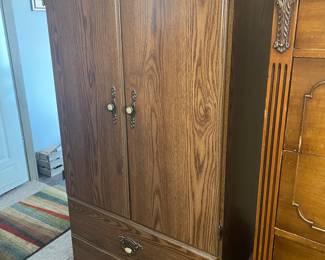 $50 upright chest with shelves and 2 drawers 31x17x54