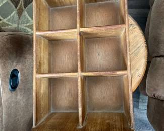 Divided wooden storage bin 16x10