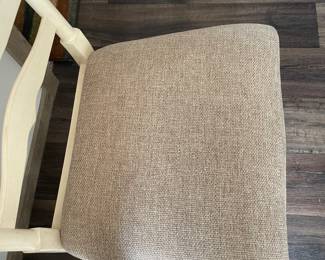 $90 Wooden ladder-back cushioned chair. Seat 23Wx18H, back 46H