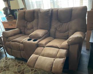 $350 Ashley brown microsuede 2 sectional, both are manual recliners 78xW