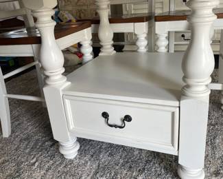 $595 Haverty's square dining table and 6 chairs. Table 55x55x36, Chairs 19" across seat, 24" H to seat and 42" H at back