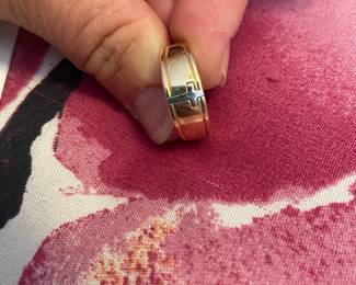 2 tone yellow and white gold ring with cross