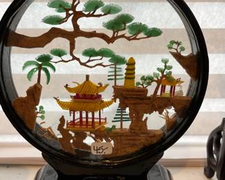 Chinese cork and rice paper diorama 