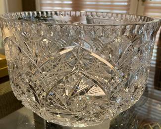 Vintage crystal fruit bowl - pinwheel design - Star of David 