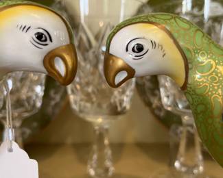 Vintage Chinese parrot figurines from Hotel Ritz