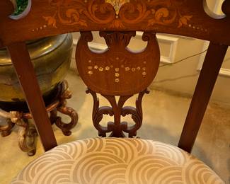 Antique chair with mother of pearl inlay