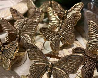 Vintage OMNIBUS brass butterfly napkin rings/set of 12
