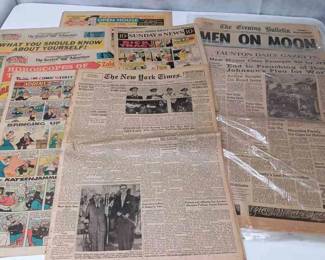 1950s And 1960s Headline Newspapers And Comic Pages