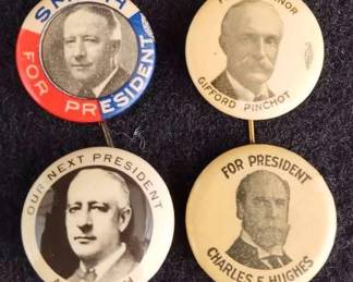 Vintage Campaign Pinbacks Smith, Hughes, Pinchot 