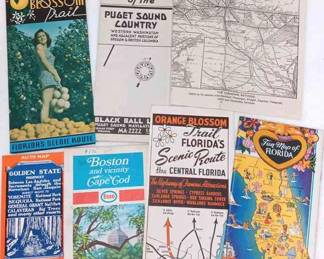 Vintage Florida, Boston, and Mid West Maps
