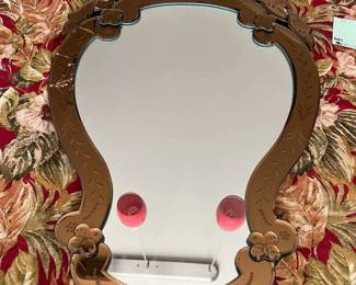 Copper Toned, Etched, Ornate Mirror