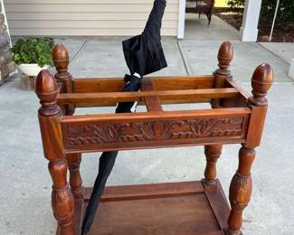Antique Hand Carved Cane Umbrella Stand