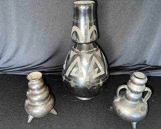 4 Piece HandMade Pottery signed