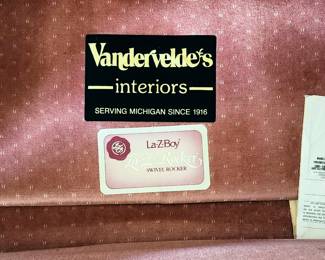 (2) Veldervelde's Vintage La-Z-Boy Swivel Rocker, Pink Velvet