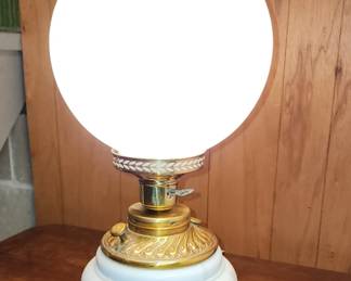 Vintage Globe Light, Glass & Brass
